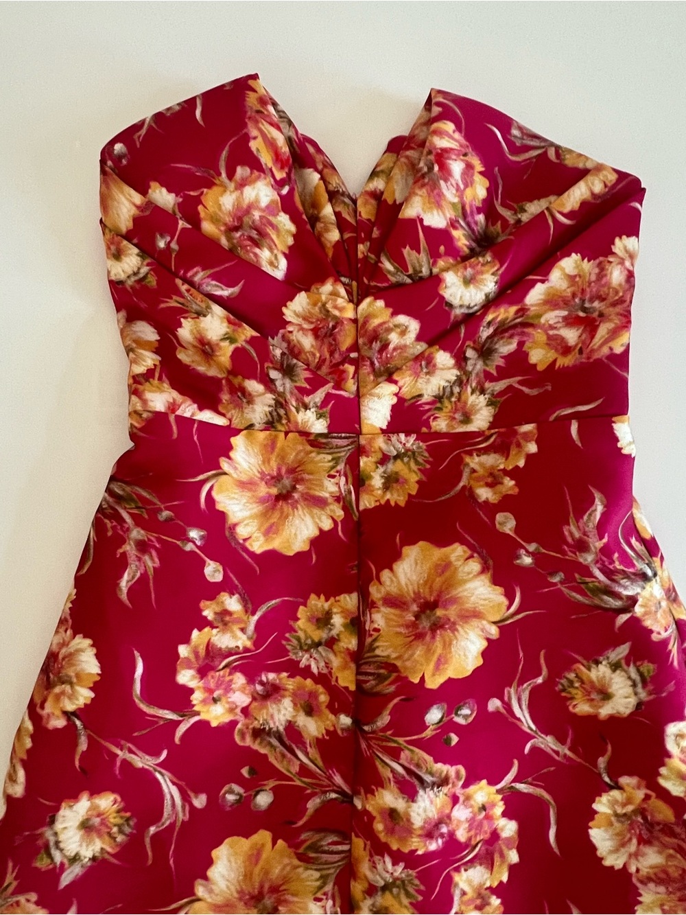 Theia Berry Red Pencil Skirt with Yellow Floral Print - Picture 4 of 6